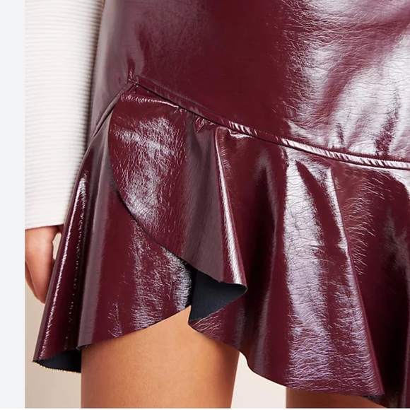 Anthropologie - Suncoo Rosie Patent Leather Skater Skirt - Picture 3 of 11